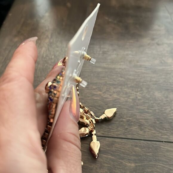 New Sphere Multi Rainbow Chandelier Dangle Arrow Fringe Sterling Silver Earrings - Picture 8 of 10